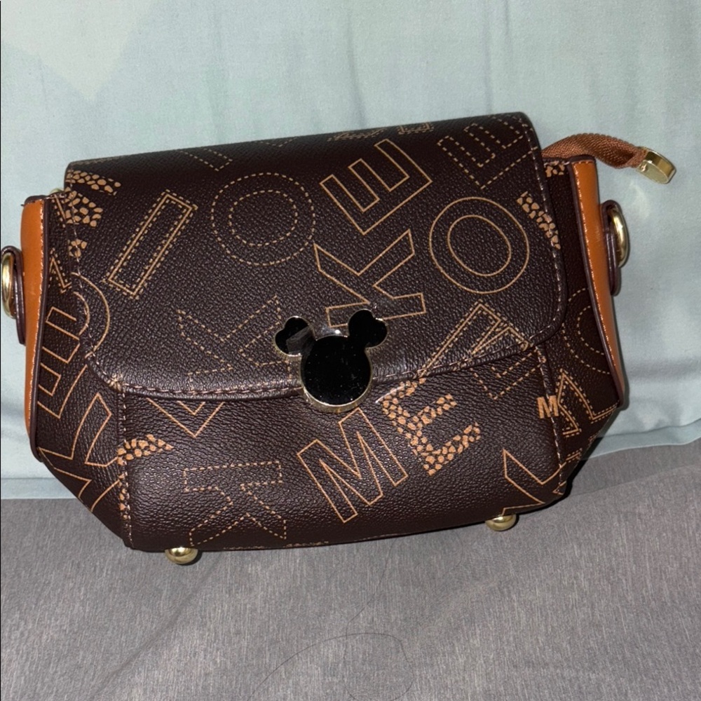 New Brown ME Makeover Essentials Mickey Mouse Crossbody Bag